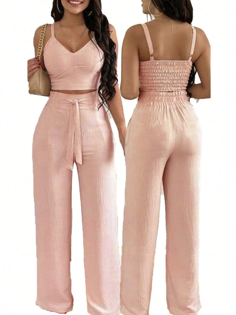 Conjunto de Verão Duna Areia - Calça Pantalona e Cropped
