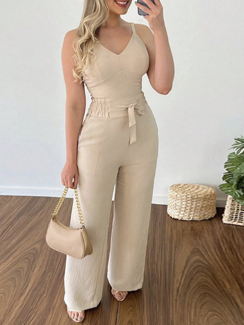 Conjunto de Verão Duna Areia - Calça Pantalona e Cropped